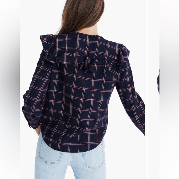 Madewell Paid Ruffle Yoke Top - Picture 3 of 5